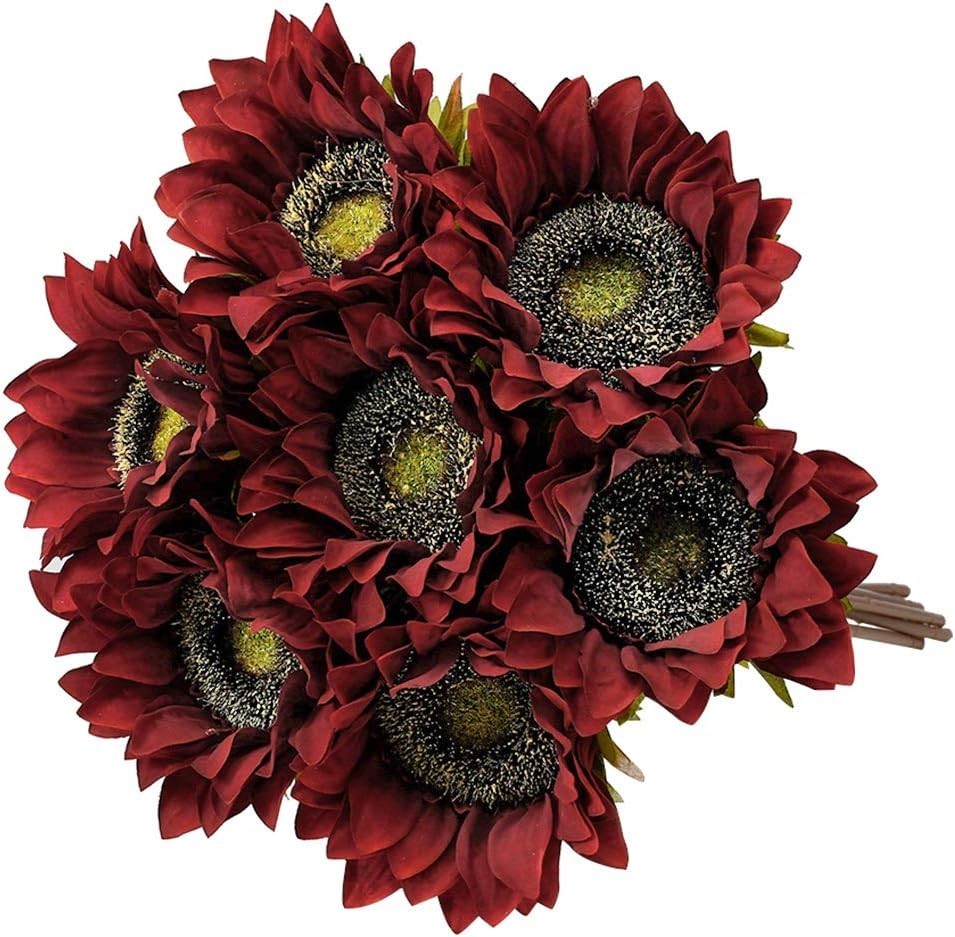 Exquisite 7PCS Silk Sunflowers with Long Stems – Perfect for Parties & Weddings