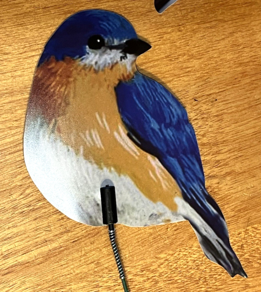 Bird Picks Lot of 3 Decorative Plastic on Wire Stems Owl, Hummingbird, Blue Bird