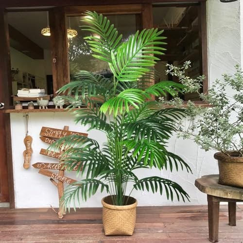 4ft Artificial Palm Tree 2Pcs Large Faux Tropical Monstera Leaves
