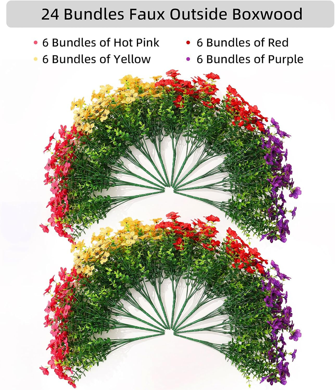 Artificial Flowers for Outdoors,24 Bundles Uv Resistant Artificial Outdoor Flowe