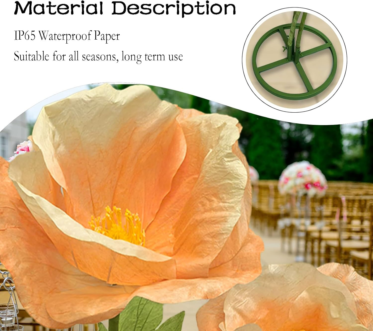 Giant 3PCS Faux Flowers Set – 80″ Waterproof Decor for Home & Events