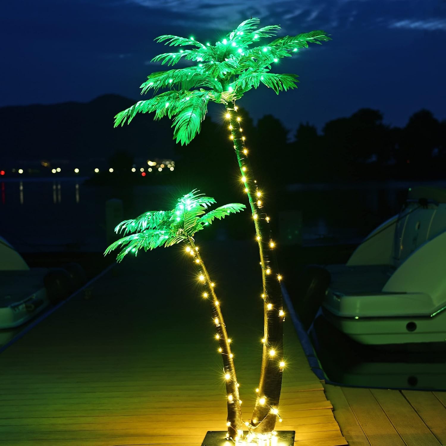 Gorgeous 6FT Solar Palm Tree, 184LED Warm White, Tropical Patio Decor, Stable…