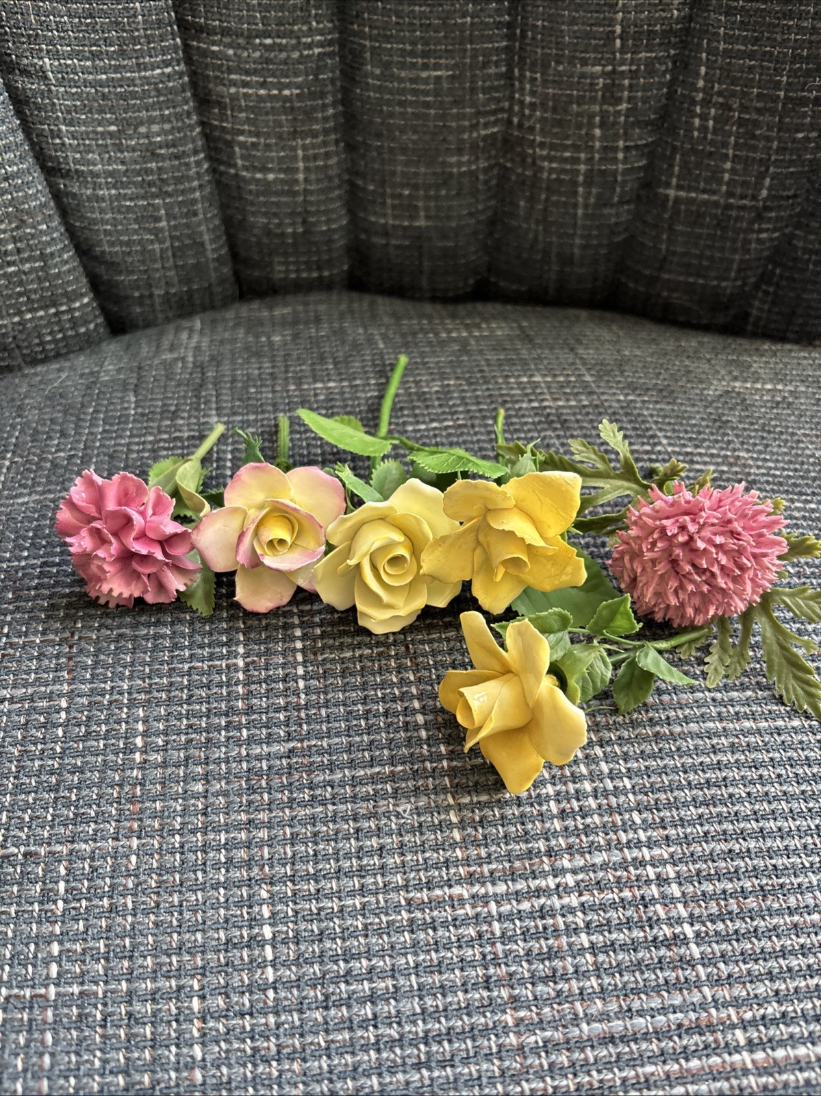 VTG Fine Bone China Flowers Crysanthemum & Yellow Rose Mixed Handmade Realistic