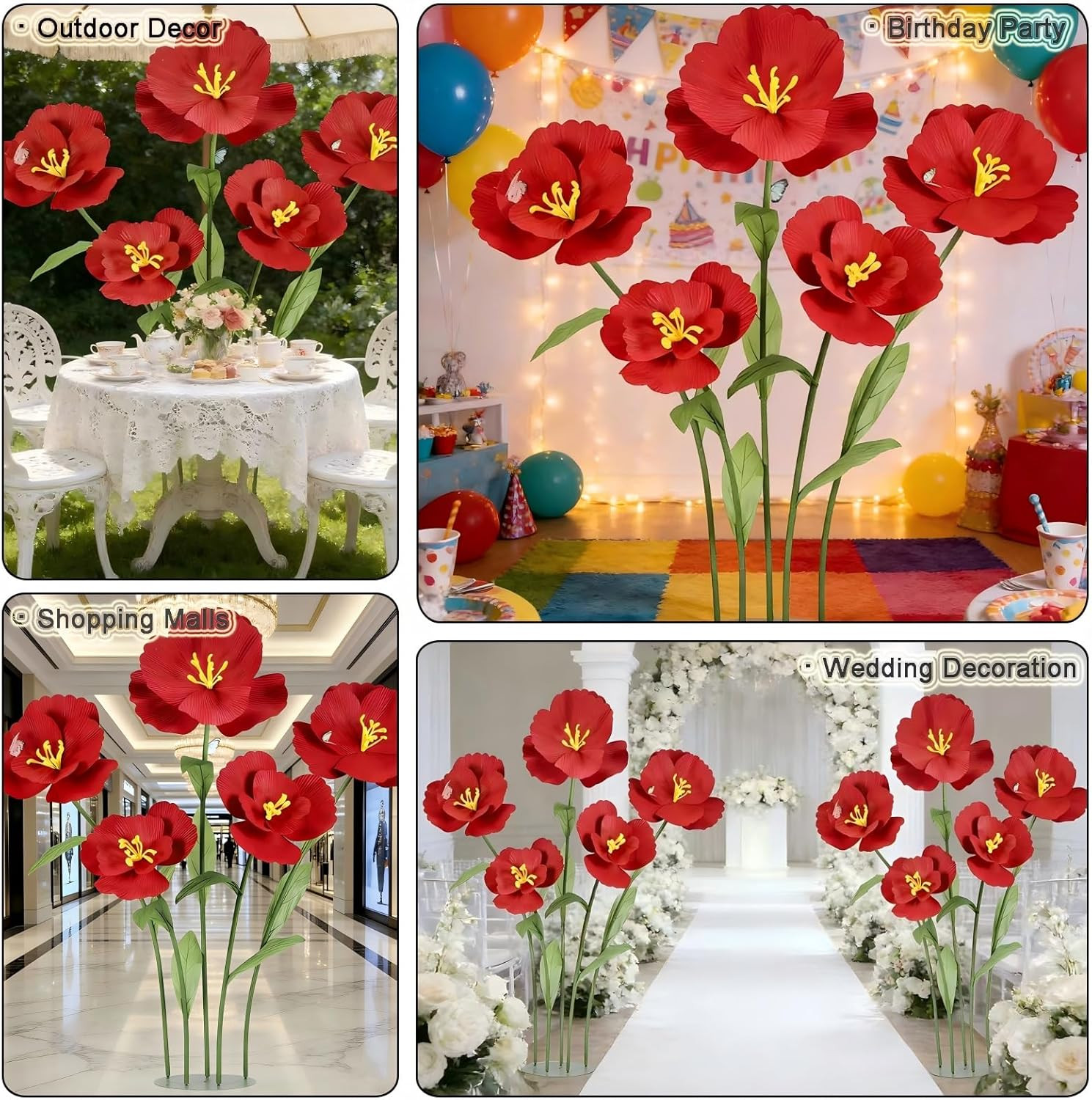 Giant Felt Flowers Set – 5PCS 5.9 Ft Decor for Home, Weddings, Parties