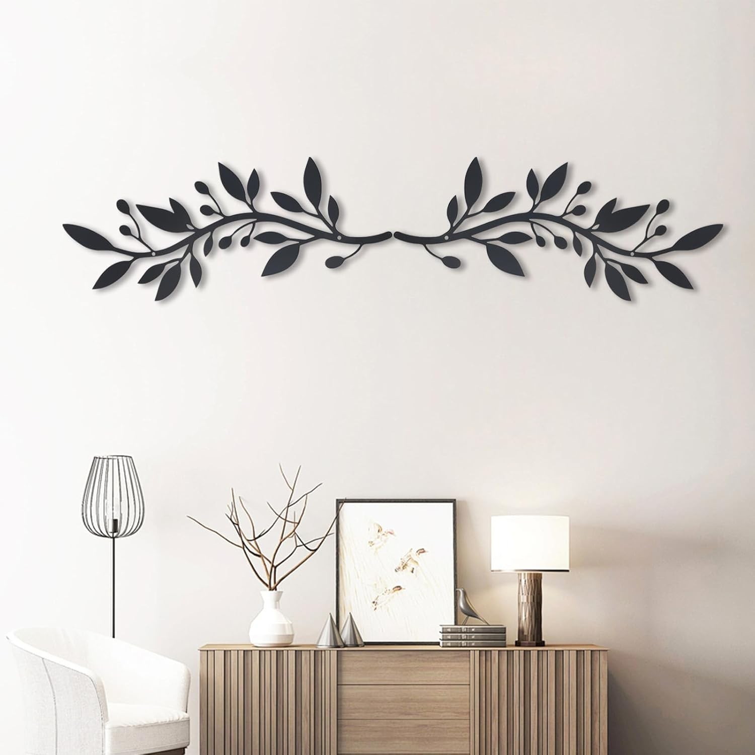 2 Pieces Metal Vine Olive Branch Leaf Wall Decor,Tree Leaf Wall Decor for Liv…