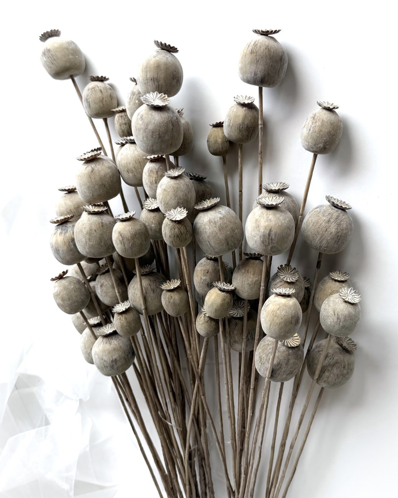 Dried Look Floral Stem Artificial Poppy Faux Stem Faux Flowers Brown