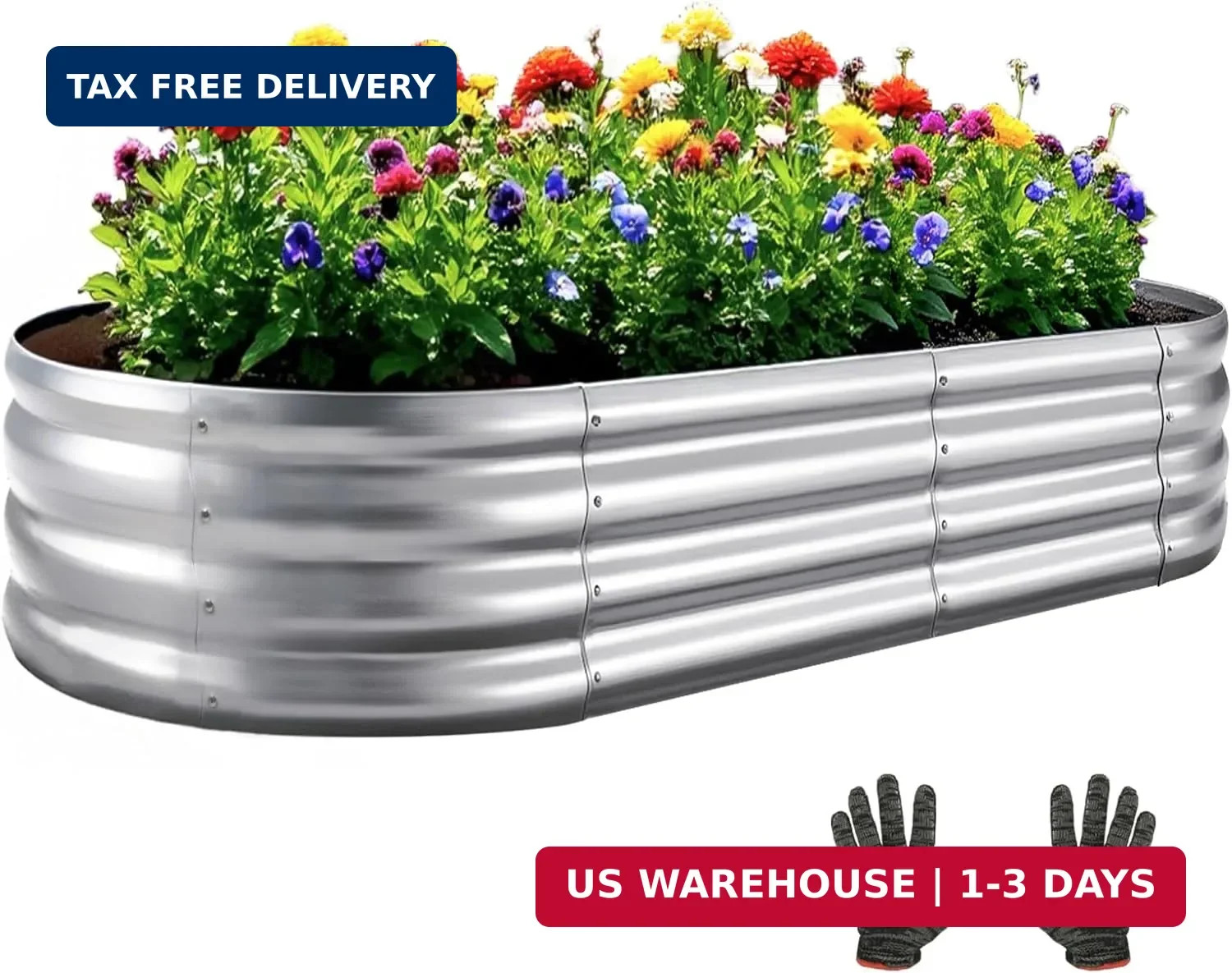 Galvanized Garden Bed kit for Vegetables/Herbs/Flowers (4X2X1)