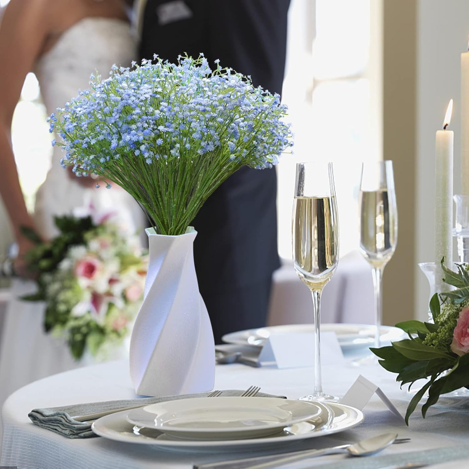 JIFTOK Babys Breath Artificial Flowers, 12 Pcs Fake Flowers Gypsophila Bouquet F