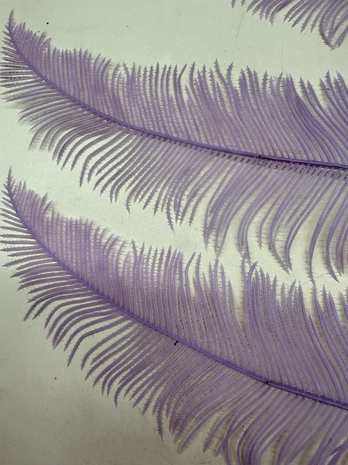 Vintage Plastic Light Purple Feather Fern Stems – 4 Ferns