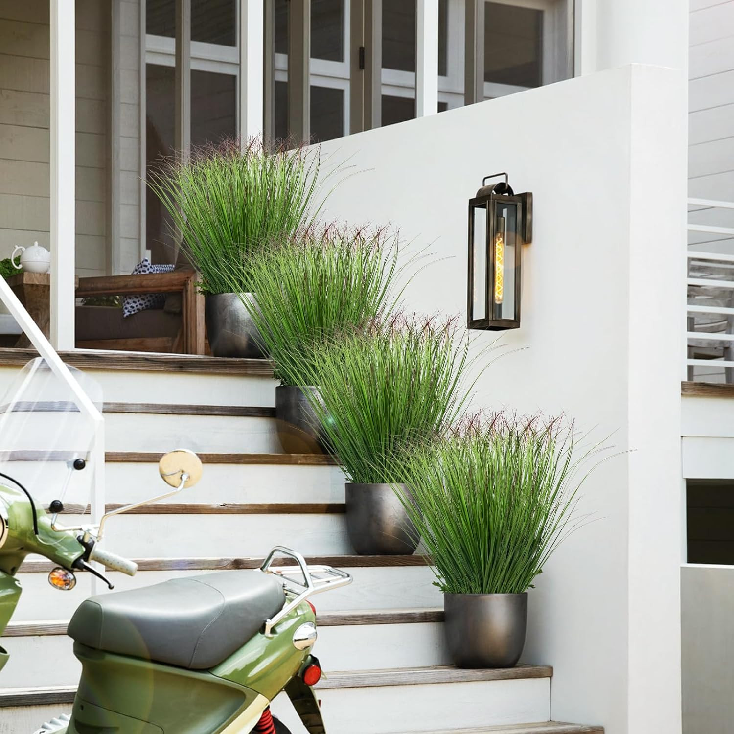 12Pcs Artificial Grass Plants, Faux Shrubs Wheat Grass