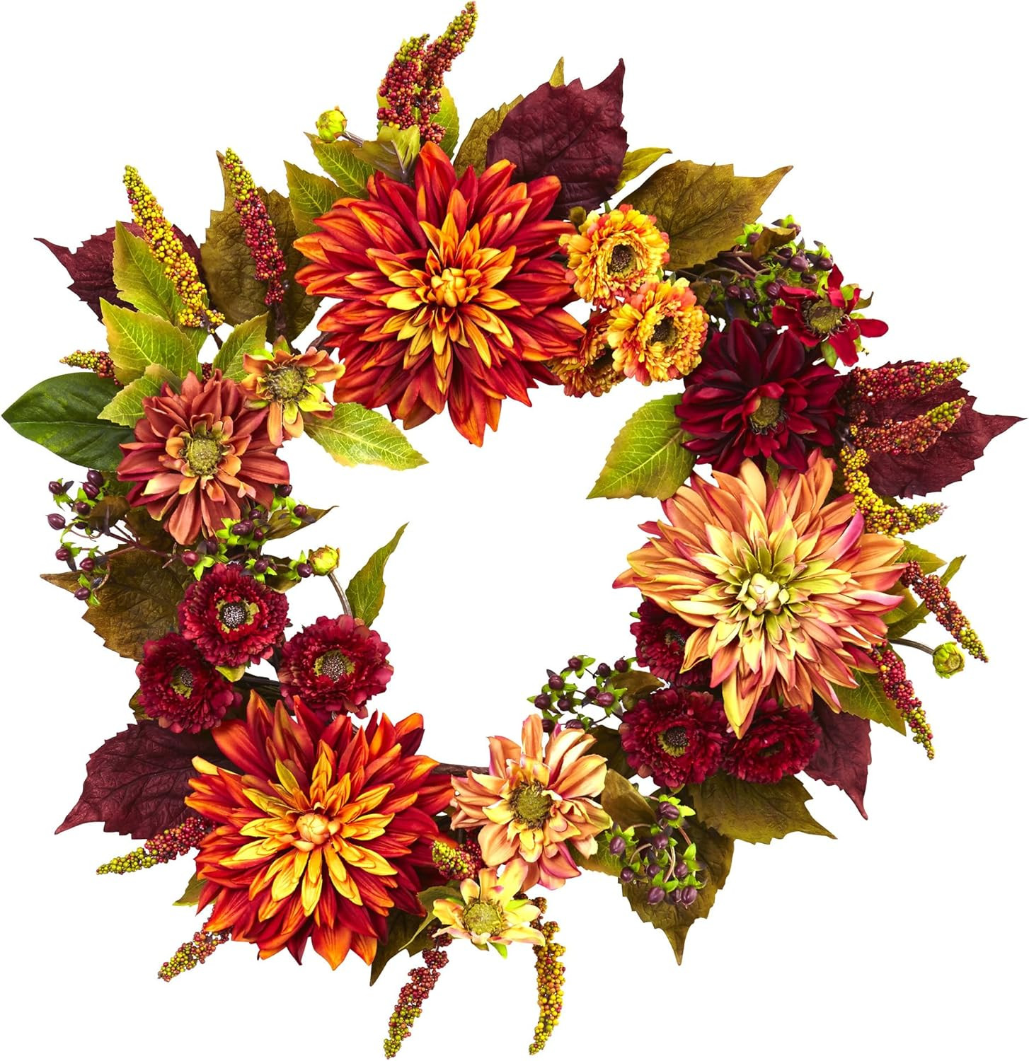 22In. Dahlia & Mum Wreath