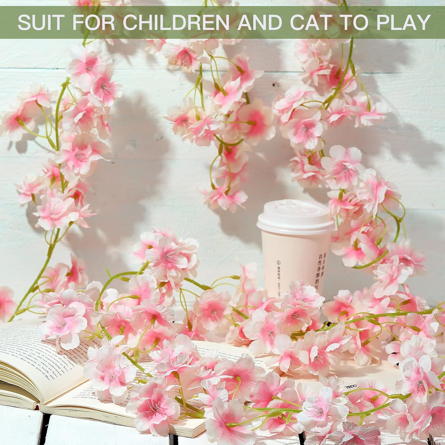 40 Pcs Pink Cherry Blossom Vines – Faux Flower Garland for Weddings & Decor