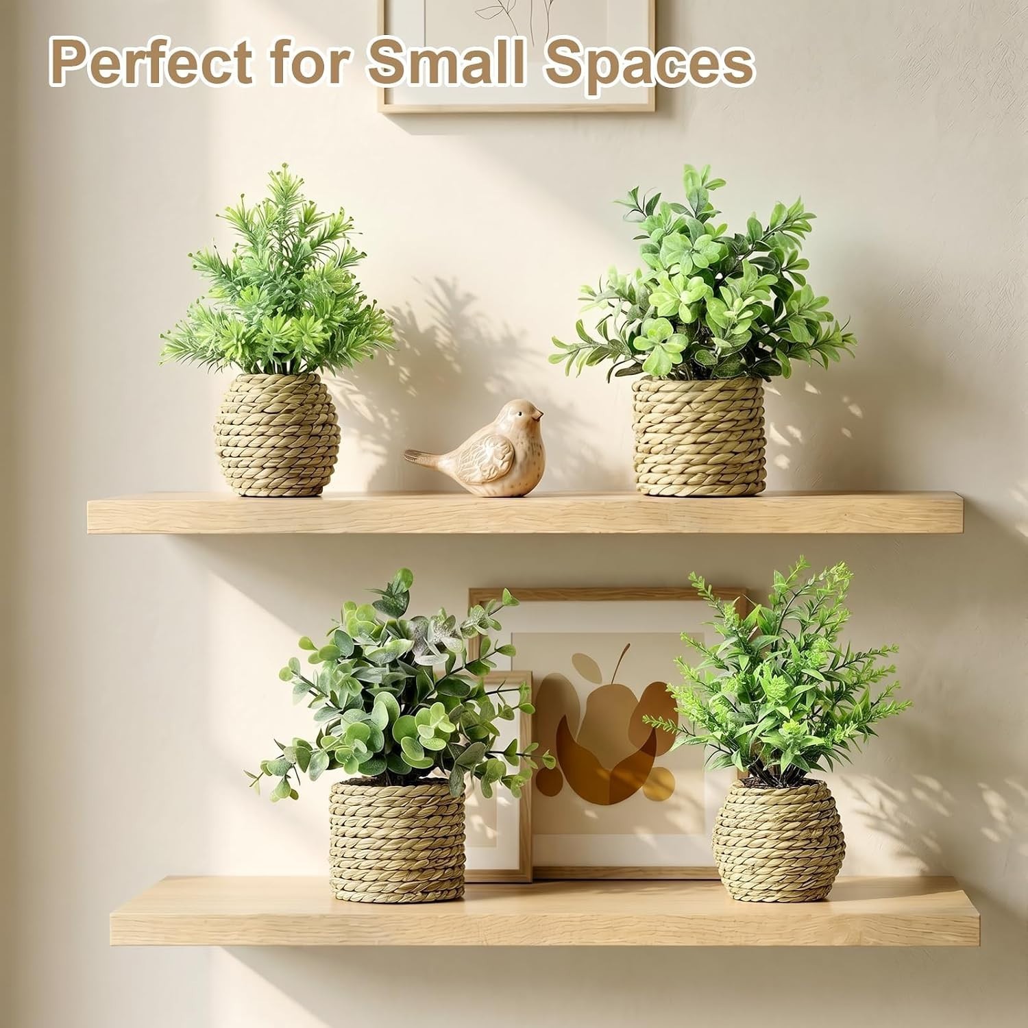 Elegant Artificial Greenery Set in Natural Woven Baskets | Low Maintenance