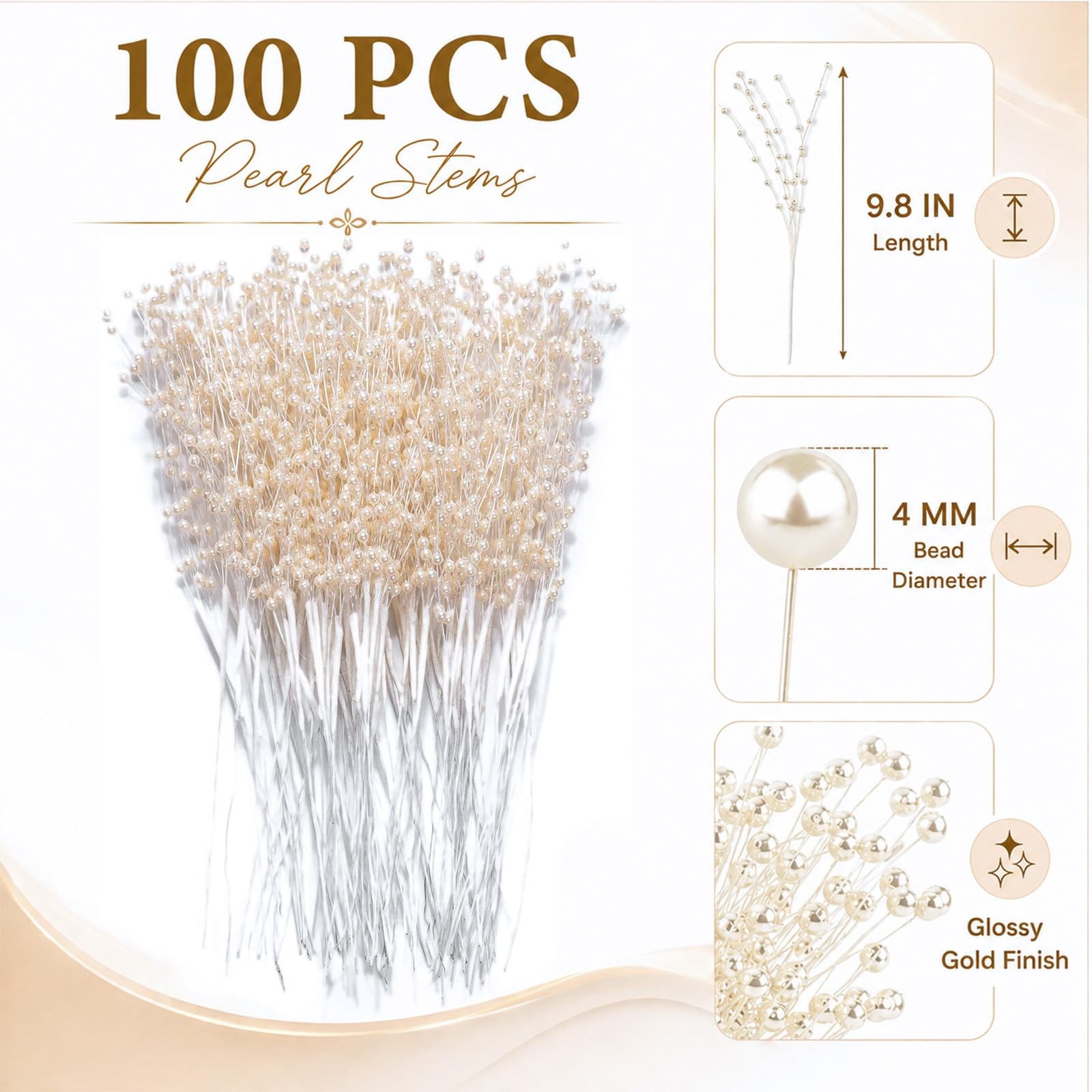 100Pcs Bridal Wedding Pearl Bouquet Party Decoration Pearl String Beaded Garl…