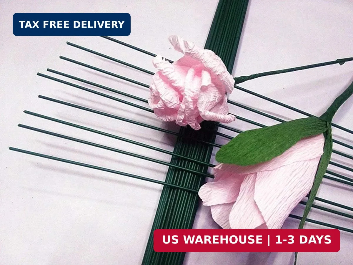 Cosmos Pack of 50 Pcs Dark Green Floral Plant Stakes Artificial Flower Stub Stem