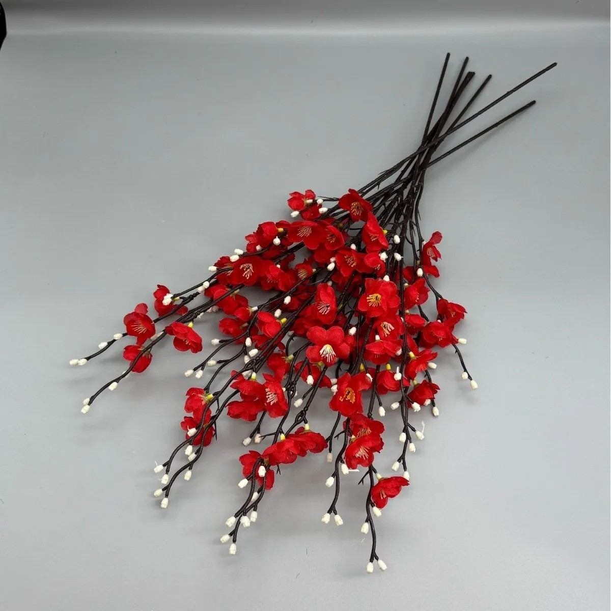 Artificial Plum Blossom 21.7” Fake Wintersweet Long Stem Plastic Flowers for Ho