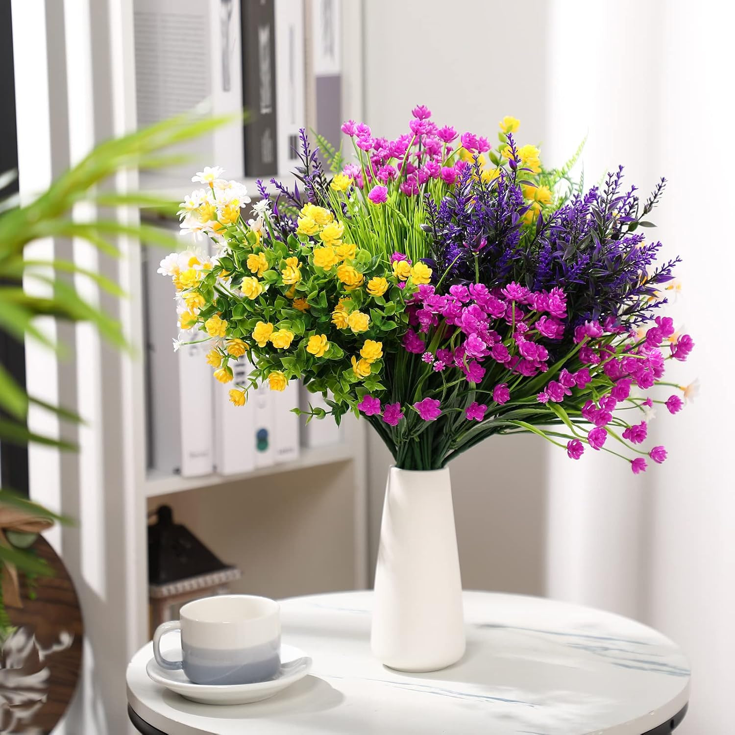 24 UV Resistant Artificial Flower Bundles for Outdoor & Indoor Decor