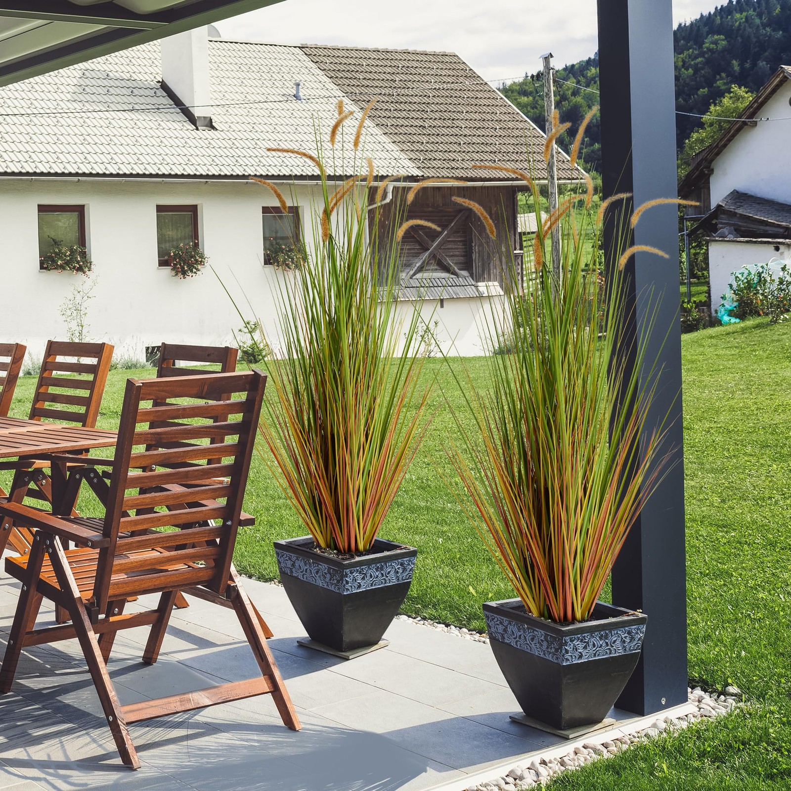KOL Artificial 5ft 2-Pack Horsetail Reed Grass, 59in Tall Artificial Indoor O…