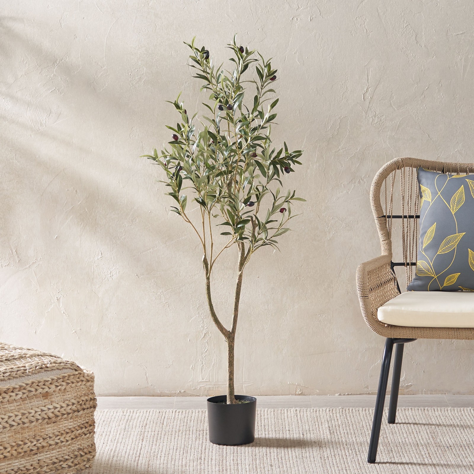 4′ x 1.5′ Artificial Tabletop Olive Tree, Green