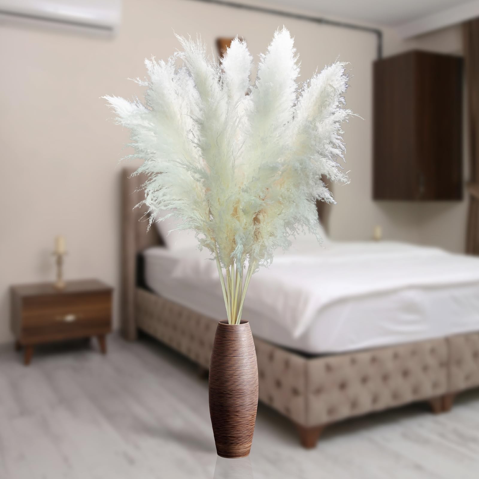 10 PCS 46” White Tall Pampas Grass Decor for Floor Vases Pompas Floral Plumas