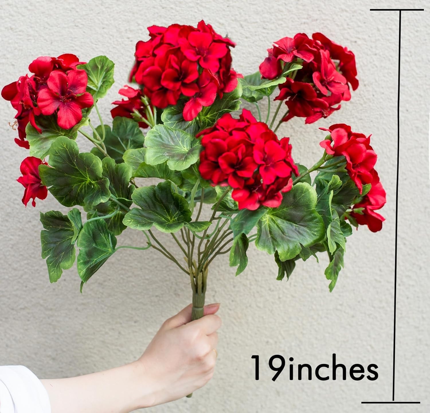 Artificial Geraniums 19” Silk Flowers Hanging Basket Home Decor Red
