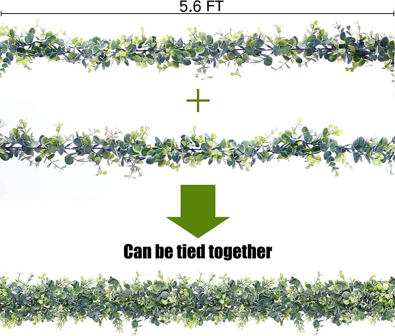 5.6ft Faux Eucalyptus Garland, 8 Pack Artificial Hanging Plants, Green