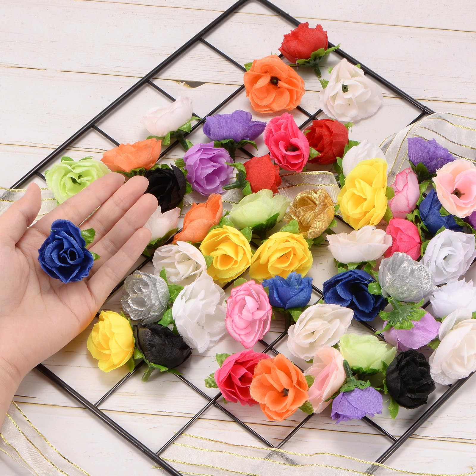 50 PCS Pink 1.2 Inch Artificial Roses Small Silk Faux Rose Head Fake Bloom