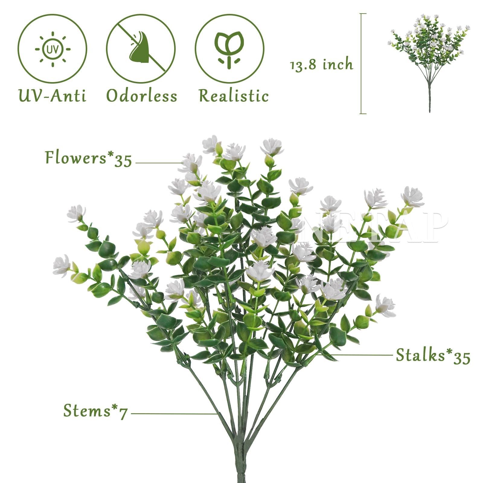 Outdoor Artificial Flowers UV Resistant, 20 Bundles Fake Realistic Floral Gre…