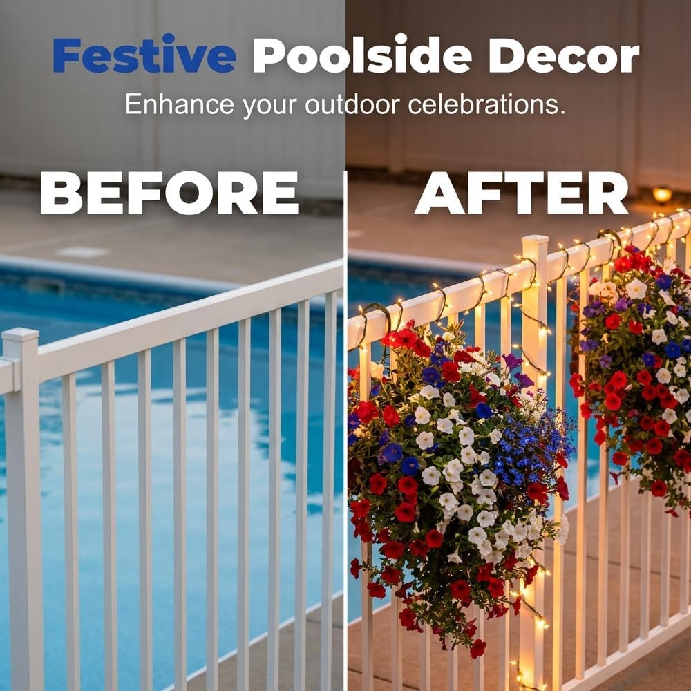 2026 Red White Blue Hanging Flowers Patriotic Faux Basket 4th July Porch Decor