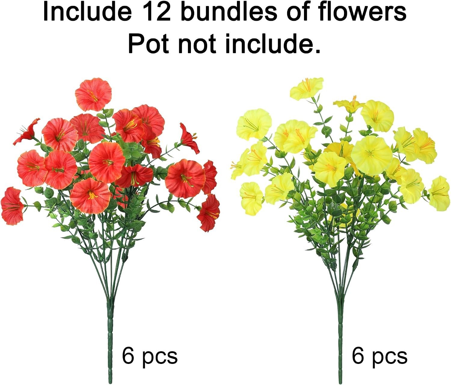 Artificial Flowers for Outdoors Fake Plants Outside Decoration, 12 Bundles Si…