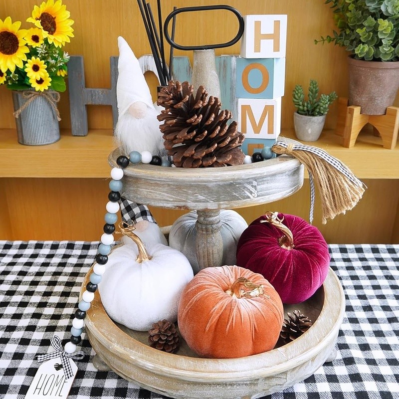 Decorative Faux Velvet Pumpkins Fall Home Decor Wedding Centerpieces 4pcs New