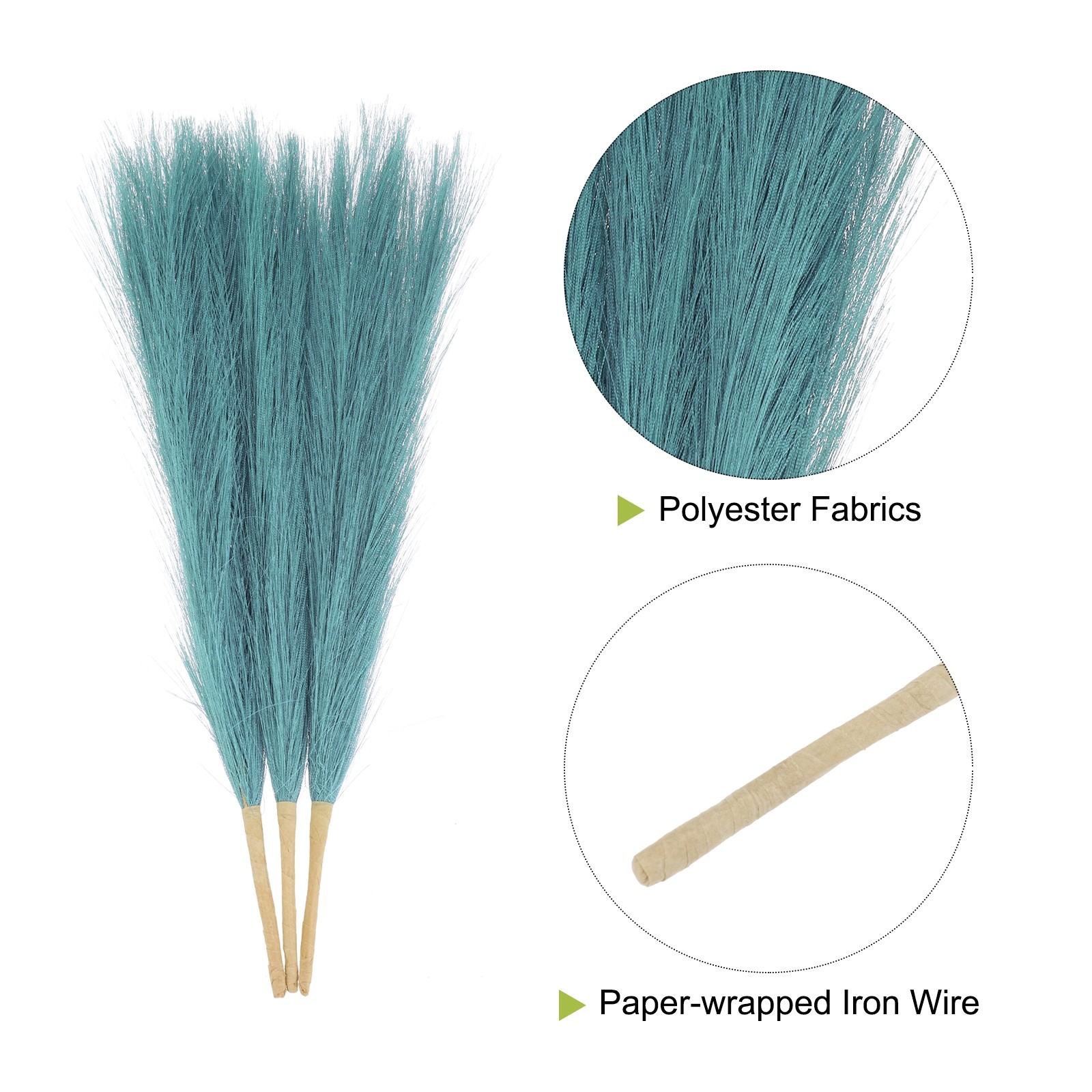 3pcs Dried Faux Pampas Grass 17″ Artificial Pampas Grass Decor Dyeing Dark Blue