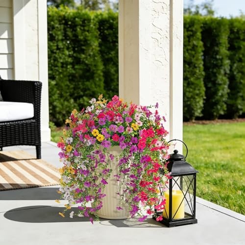 8PCS Artificial Hanging Fake Set4-light Purple Rose Red Yellow White Pink