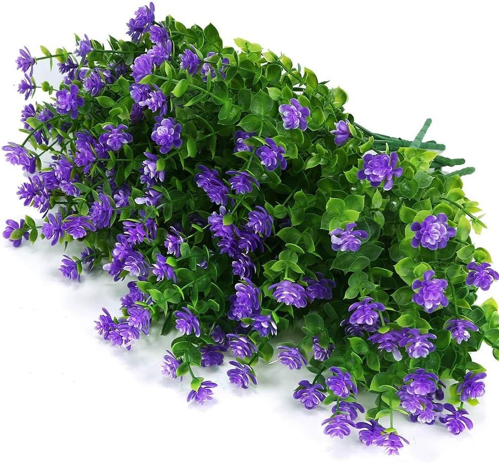 Vibrant UV-Resistant Purple Faux Flowers – 4 Pack for Home & Event Decor