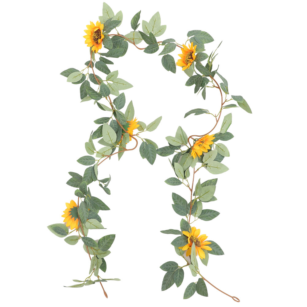 Simulated Green Plant Rattan Artificial Vines with Flowers Adornment