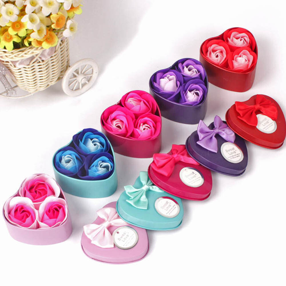 Artificial Flowers, 3-Pack Soap Wedding Rose Petals Scented Heart Decoration –