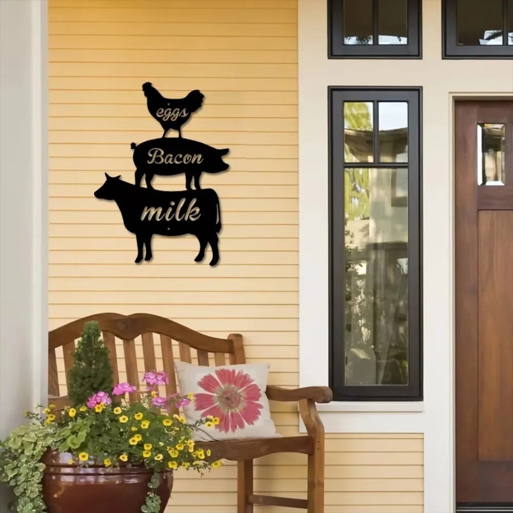 Farm Animals Metal Wall Plaque – Farmhouse Garden Party Wall Decor Sign
