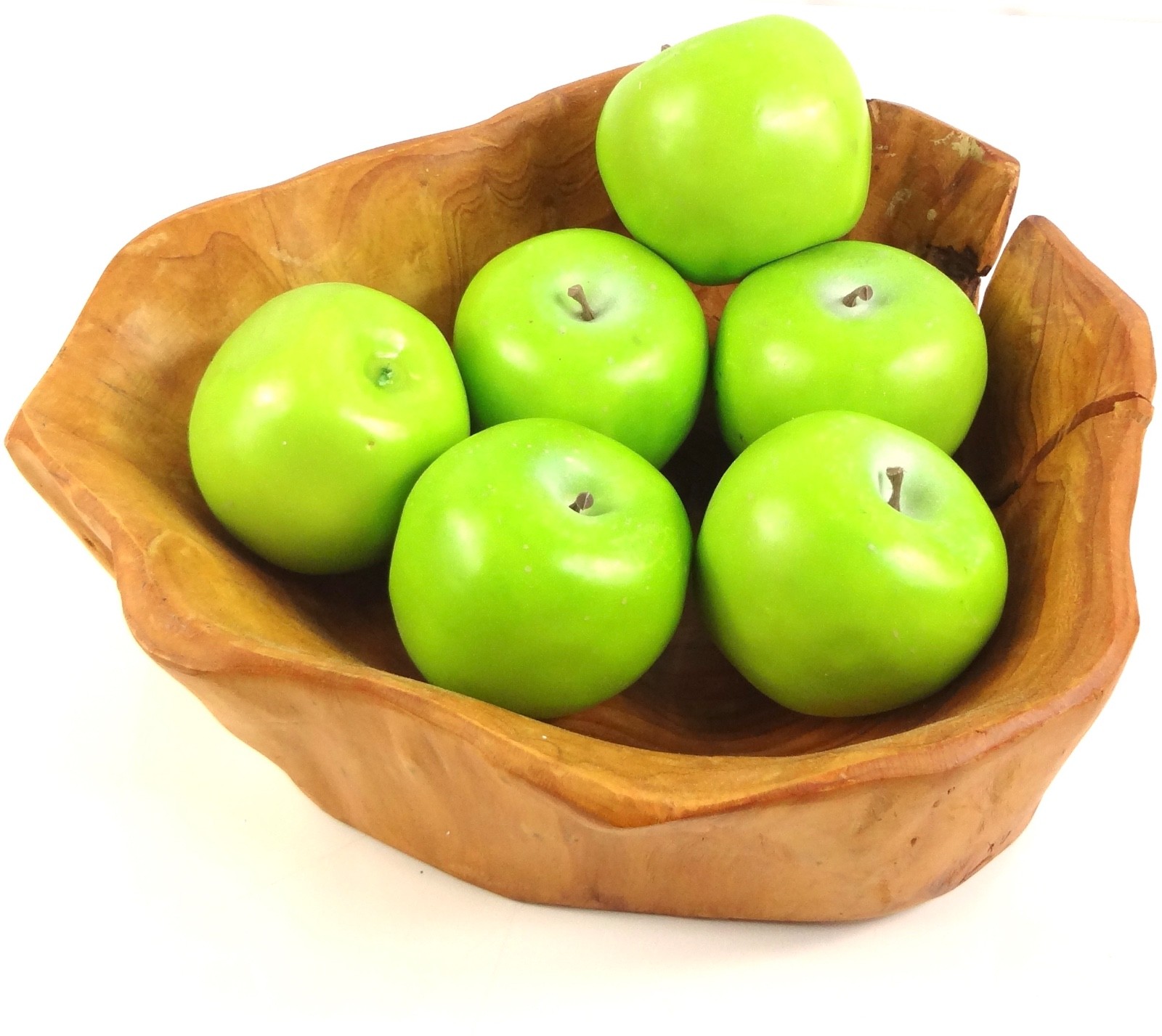 Acacia Wood Bowl with 6 Greens (fake realistic) Apple