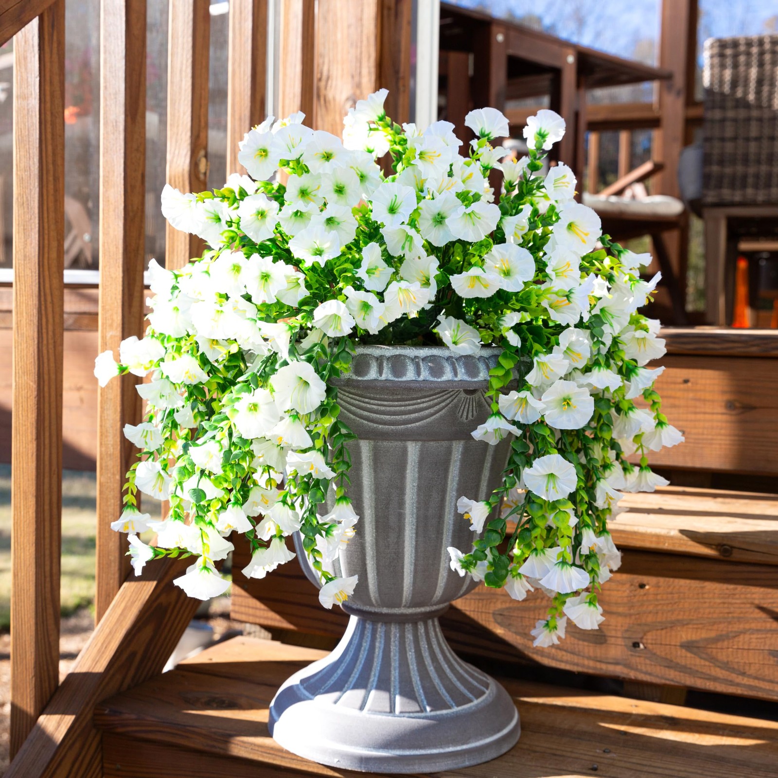 2 PCS Artificial Hanging Flowers Fake Plants for Winter Christmas Outdoor,Fau…