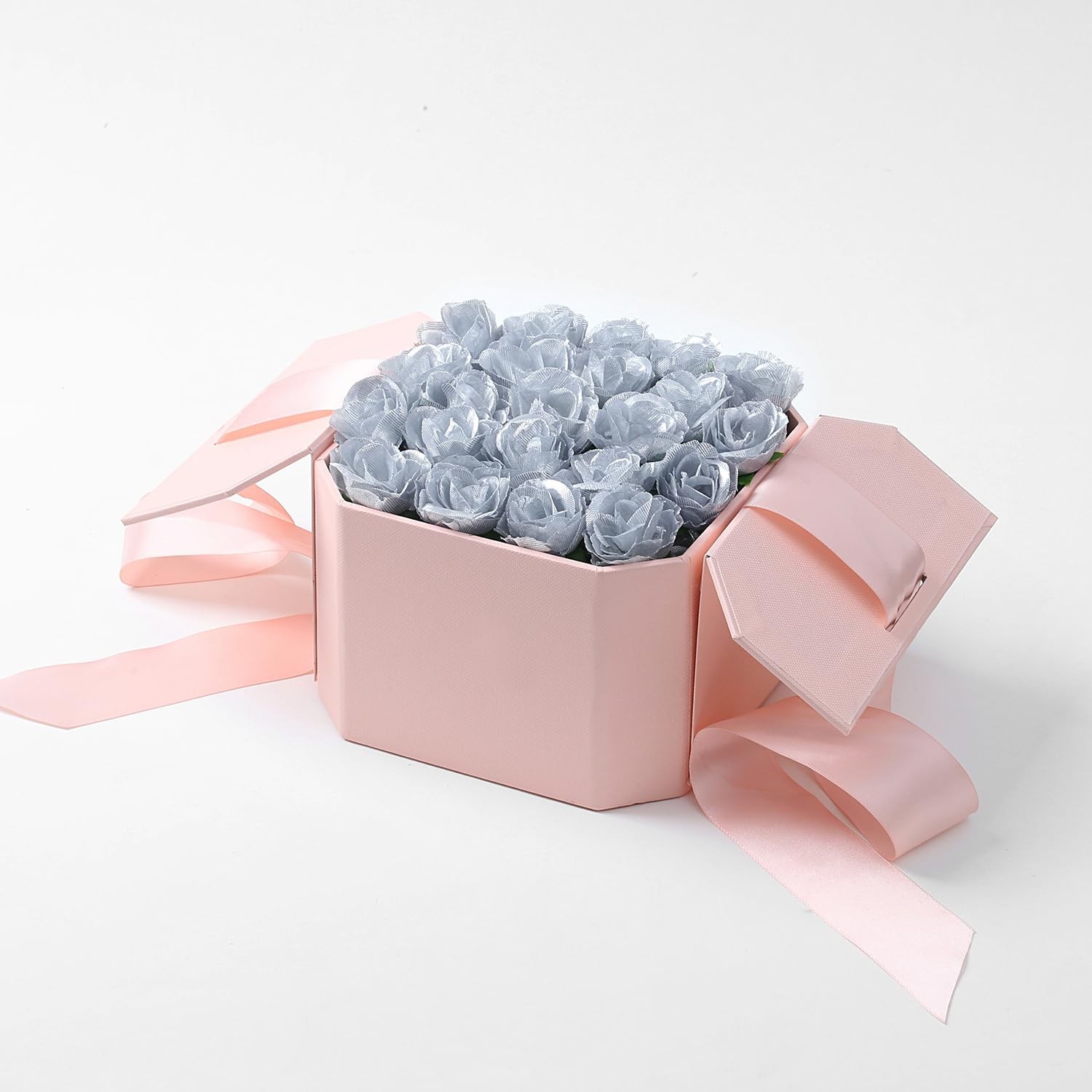 100 PCS 1.3in Mini Silver Rose Head Artificial Silk Flowers Wedding Decor