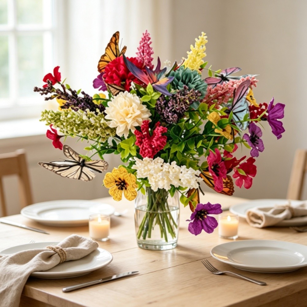 3D Butterfly Artificial Flowers for Party Decoration Garden Wedding Home Setup