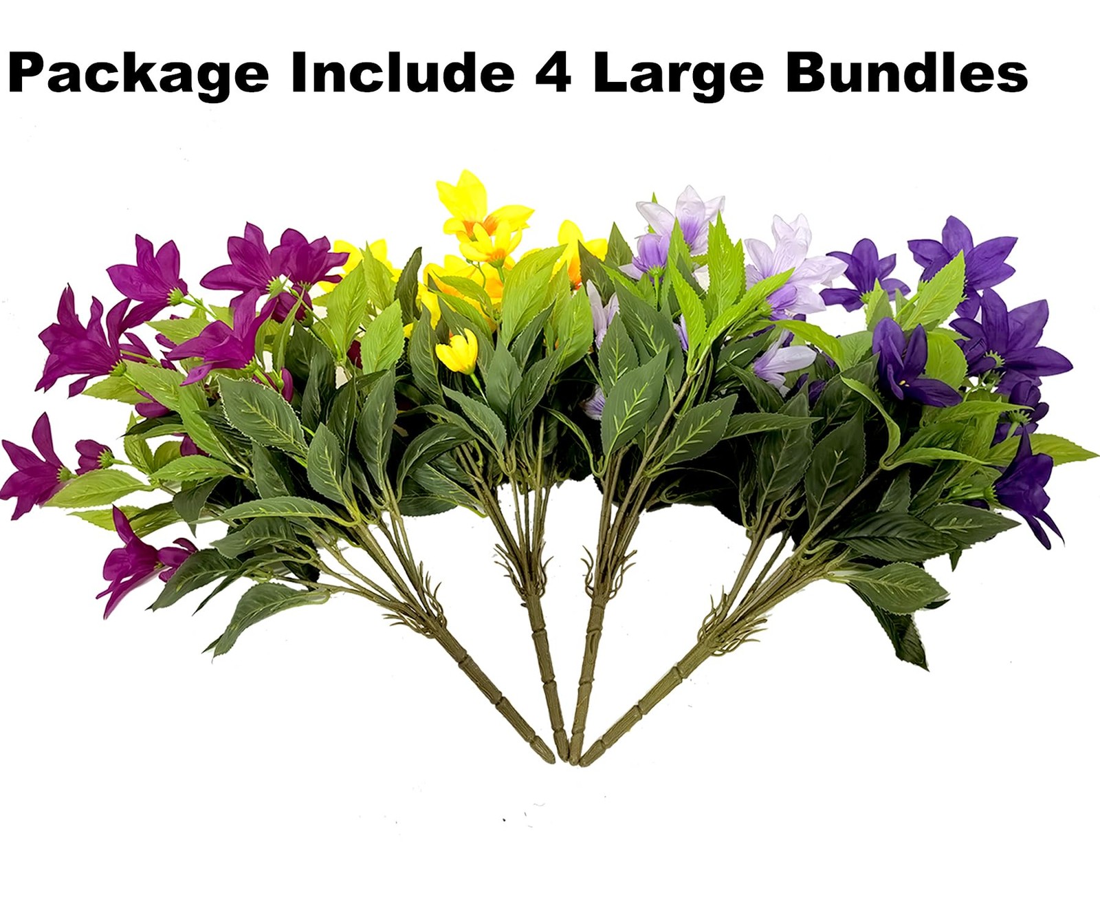 4 Large Bundles Artificial Faux Outdoor Flowers Plants , 17.8″ Realistic Fake…