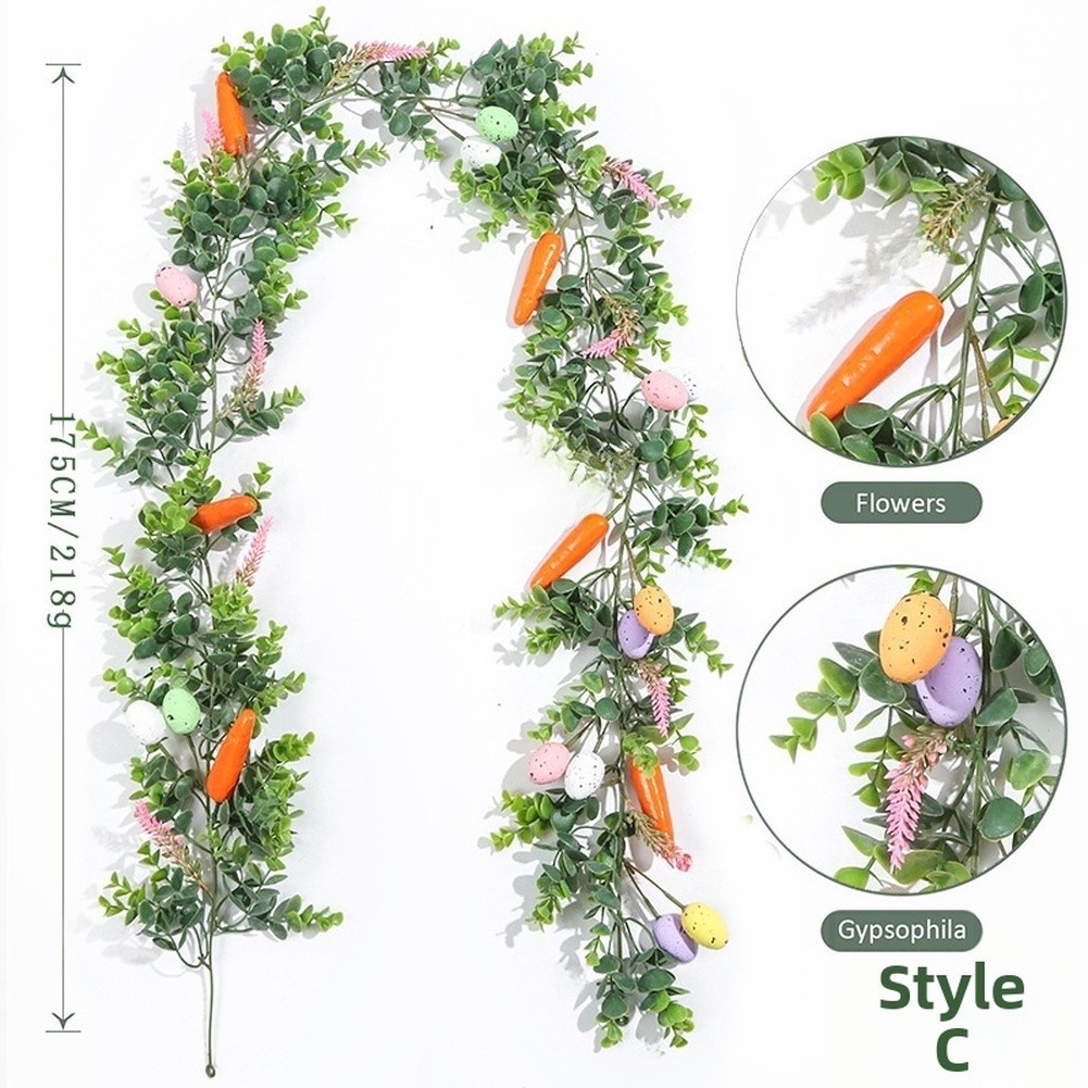 Artificial Vine Carrot Eggs Hanging Wreath Style Decor for Home Wall Display