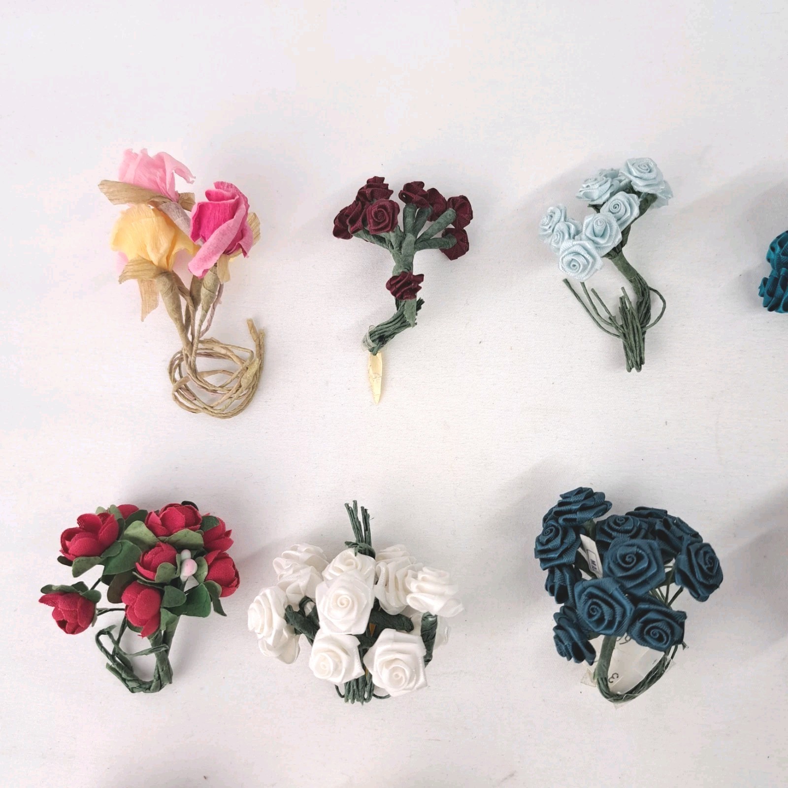 Lot Of 21 Mini Artificial Craft Flowers Embellishments Making DIY With Beads