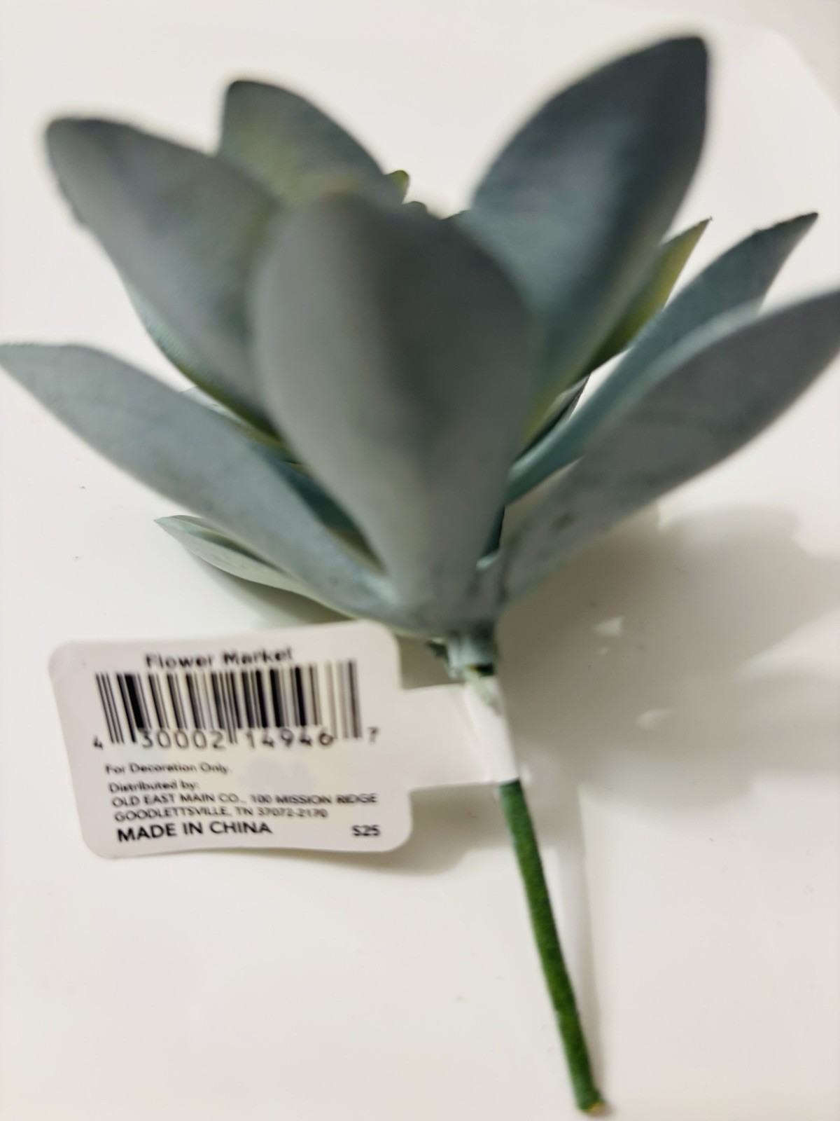 Old East Main Co. Artificial Succulent Flower Stem Plastic Green Gray