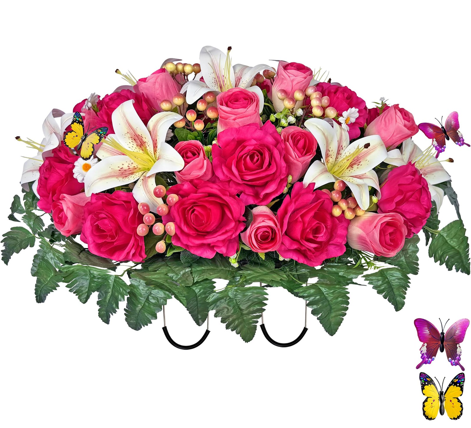 Artificial Cemetery Flowers – Headstone Flower Saddle – Outdoor Grave Decorat…
