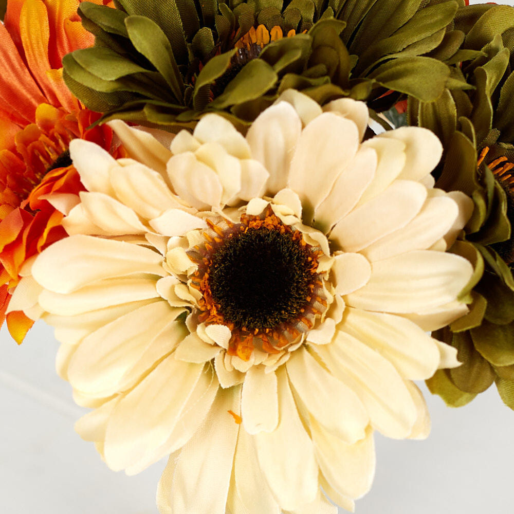Set of 2 Artificial Silk Shades of Autumn Gerbera Daisy 9-1/4″ Bundles
