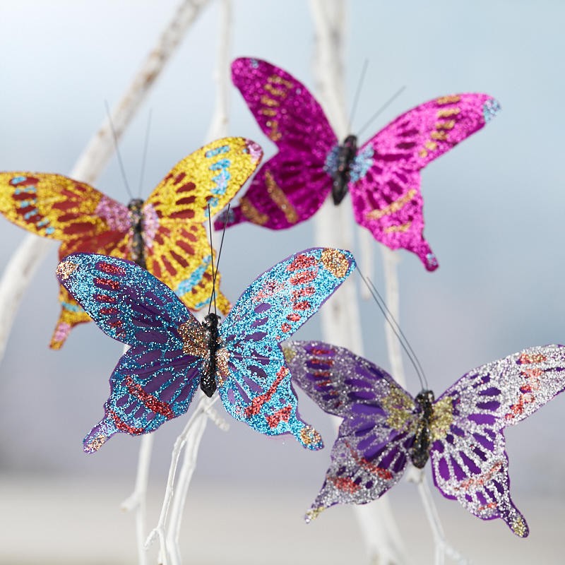 Factory Direct Craft Bright Glitter Artificial Butterflies | Set of 12