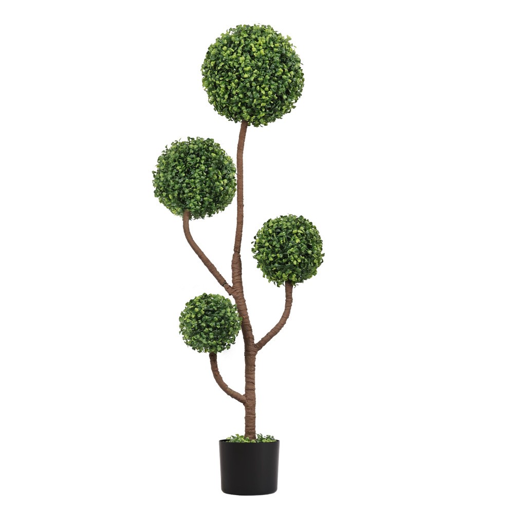 4FT Large Faux Boxwood Tree, Artificial Topiary in Pot for Porch Garden