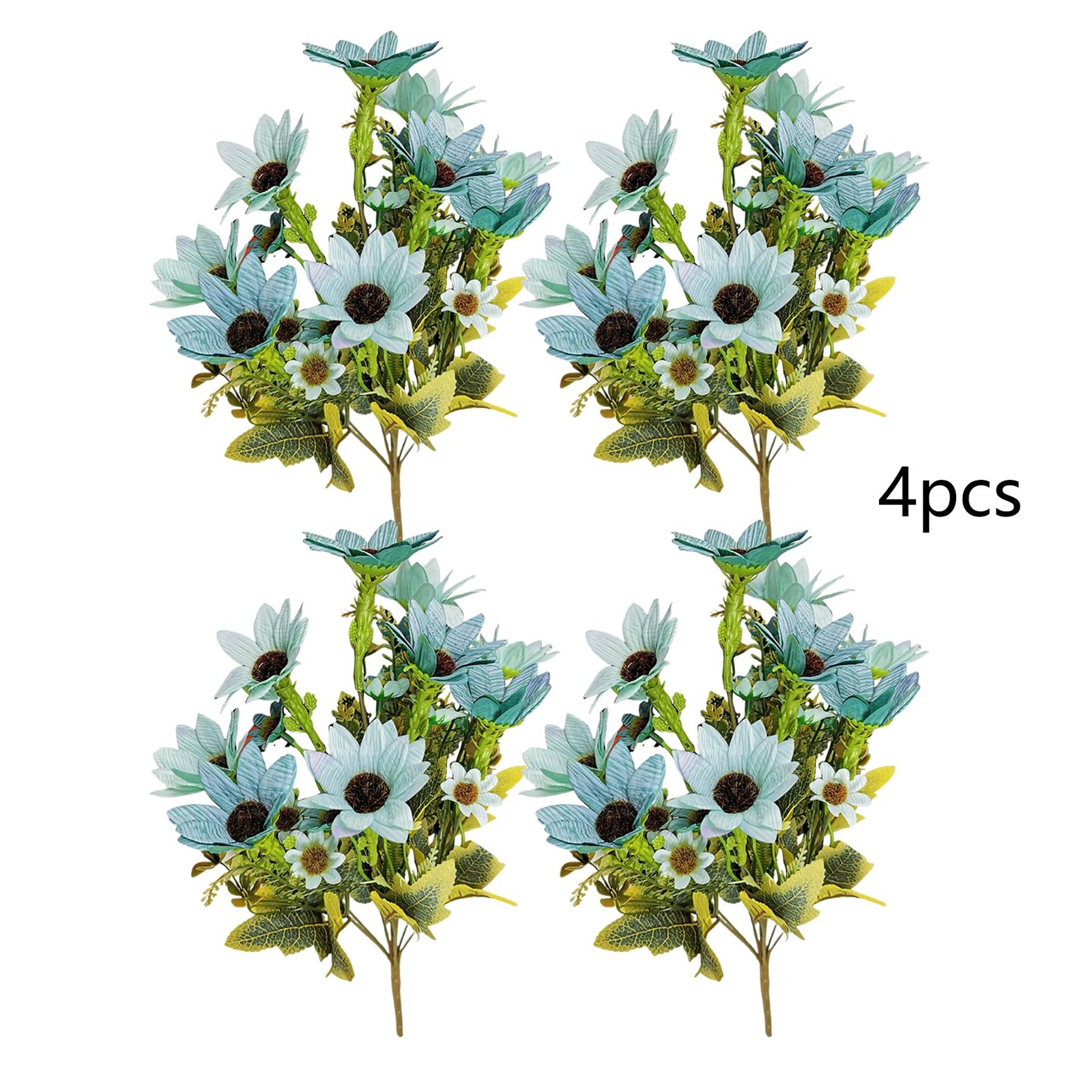 4 PCS Fake Wildflower Artificial Daisies Blue Silk Faux Flowers Home Decor